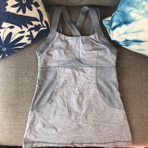 lululemon athletica Tops - Lululemon Grey Cross strap workout tank, size 2 lululemon athletica Tops - Lululemon Grey Cross strap workout tank, size 2